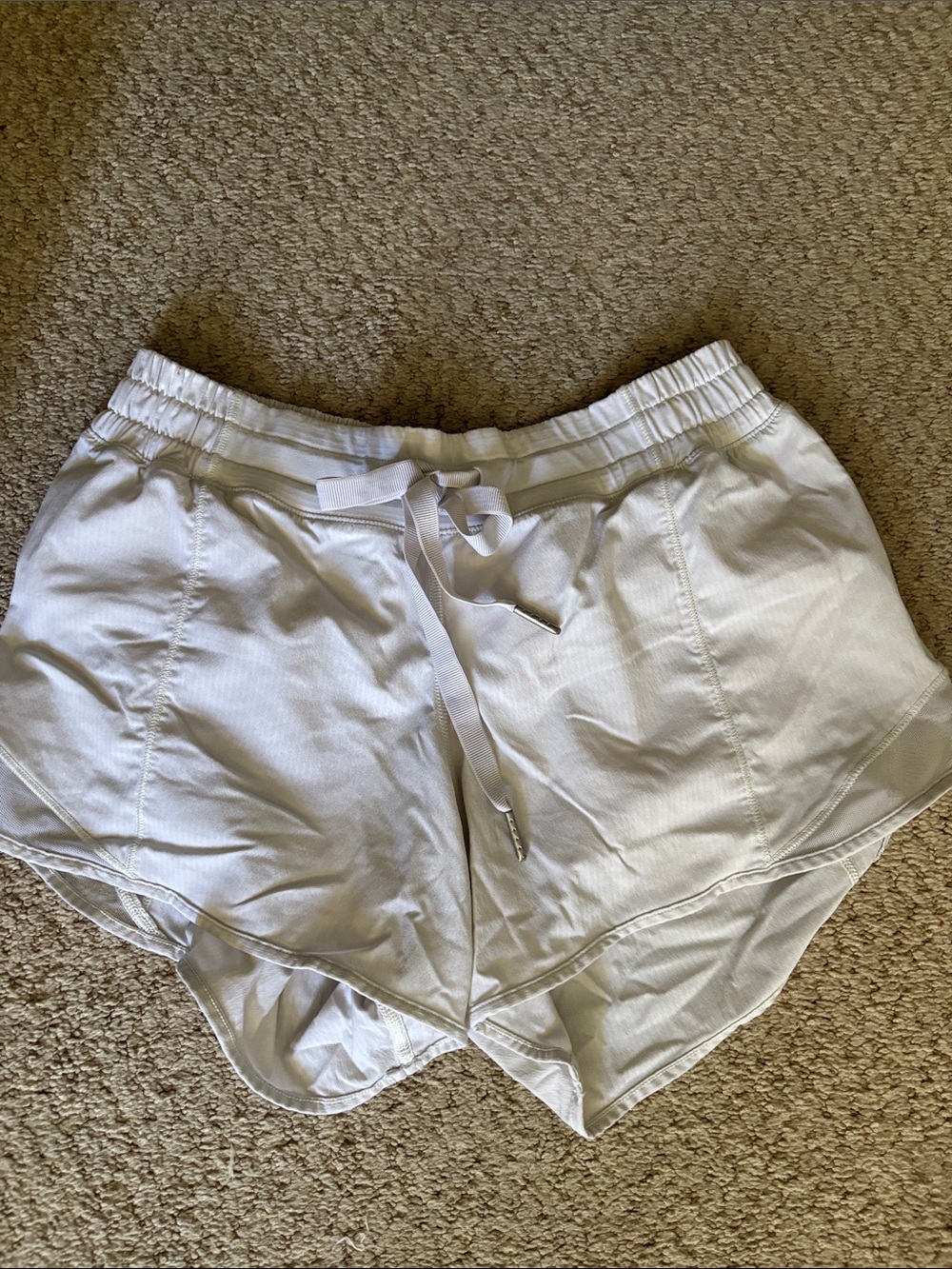 Women's White Drawstring Athletic Shorts